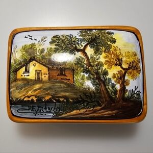 Vintage Painted Ceramic Jewelry Box